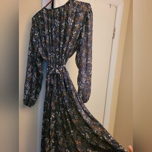 Flowy summer chiffon dress with matching belt